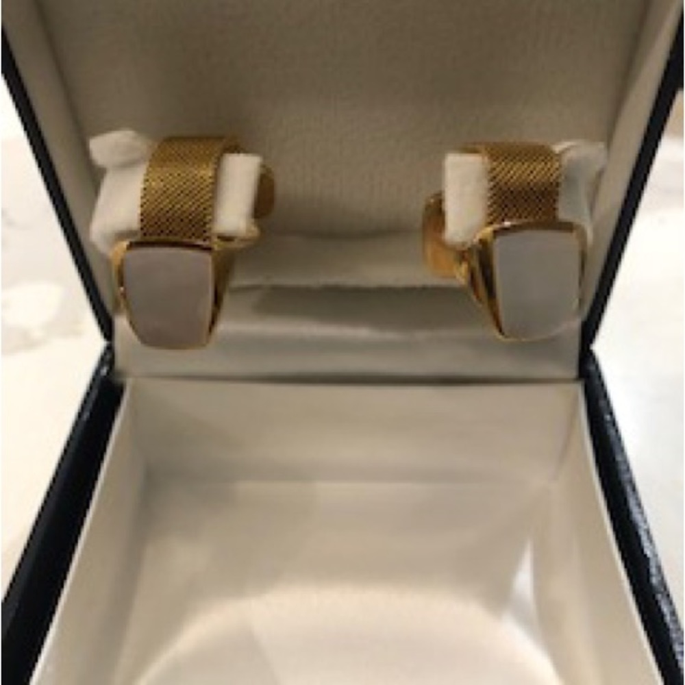 Vintage Gold Mother Of Pearl Mesh Wrap Cufflinks paul Fredrick